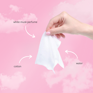 Intieme doekje ingrediënten - witte musk parfum, katoen en water - Muski