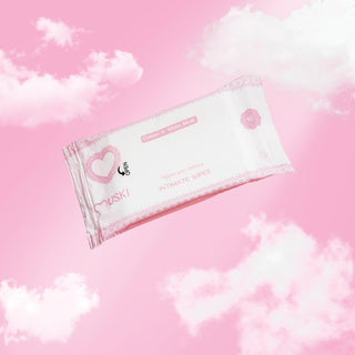 Sfeerbeeld intieme doekjes met muskus - Muski - roze lucht en wolken