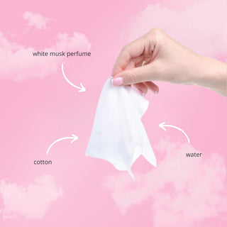 Intieme doekje ingrediënten - witte musk parfum, katoen en water - Muski