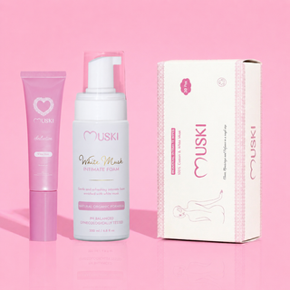 Muski Signature Set met Seduction Intieme Musk (White Musk), White Musk Intieme Wasmousse 200ml en Intieme Doekjes 30 stuks – alcoholvrij en dermatologisch getest