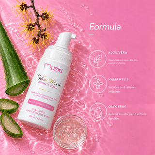 The formula: aloe vera, witch hazel and glycerin for hydration and comfort